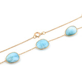 Mixed-Cut Genuine Larimar 18k Yellow Gold Necklace