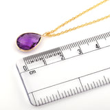 14k Yellow Gold Pear Shape Purple Amethyst Pendant Necklace