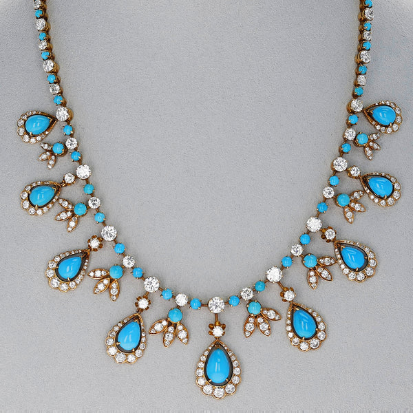 Exceptional Van Cleef & Arpels Turquoise and Diamond Necklace