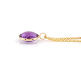 14k Yellow Gold Round Purple Amethyst Cushion Cut Pendant Necklace