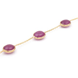 Oval Smooth Ruby Bezel-Set Bracelet, 18 Karat Yellow Gold