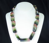Large Faceted Rectangular Bi-Color Tourmaline Beads with a Tourmaline Clasp