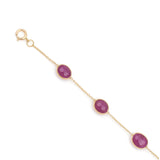 Oval Smooth Ruby Bezel-Set Bracelet, 18 Karat Yellow Gold