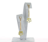 Carved Floral Lemon Topaz Drop Earrings with Diamonds, 14 Karat Gold