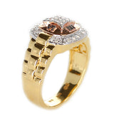 Diamond and Watch Band Style Ring, 14K Yellow and Rose Gold