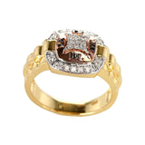 Diamond and Watch Band Style Ring, 14K Yellow and Rose Gold