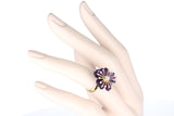 Carved Floral Amethyst Ring with Diamonds