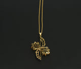 Carved Citrine and Diamond Pendant with Chain, 14K Gold