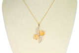 Carved Citrine and Diamond Pendant with Chain, 14K Gold