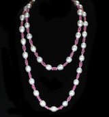 South Sea Pearl, Pink Sapphire, and Diamond & Gold Roundels Beads Necklace