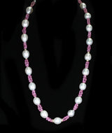 South Sea Pearl, Pink Sapphire, and Diamond & Gold Roundels Beads Necklace