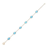 Oval Genuine Blue Topaz 18k Yellow Gold Adjustable Bracelet