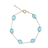 Oval Genuine Blue Topaz 18k Yellow Gold Adjustable Bracelet