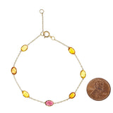 Oval Genuine Multi-Sapphire 18k Yellow Gold Adjustable Bracelet