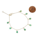 Pear-Shape Genuine Emerald 18k Yellow Gold Adjustable Bracelet