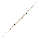 Oval Genuine Multi-Tourmaline 18k Yellow Gold Adjustable Bracelet