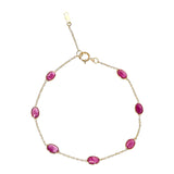 Oval Genuine Ruby 18k Yellow Gold Bracelet