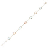 Mixed-Shape Genuine Morganite and Aquamarine 18k Adjustable Bracelet