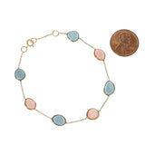 Mixed-Shape Genuine Morganite and Aquamarine 18k Adjustable Bracelet