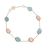 Mixed-Shape Genuine Morganite and Aquamarine 18k Adjustable Bracelet