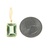 Green Amethyst Rectangular Step-Cut Shape Dangling Earrings made in 18 Karat Yellow Gold.