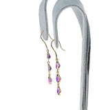 Three Stone Pear Amethyst Dangling Earrings