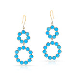 Double Loop Turquoise Cabochon Earrings, 18K