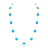 Rectangular Blue Topaz Necklace (Long), 18K
