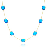 Rectangular Blue Topaz Necklace (Long), 18K