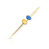 Orange and Blue Sapphire Rose Cut Bangle, 18K