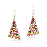 Triangular Shaped Cocktail Tourmaline Earrings, 18K