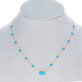 Round Turquoise Cabochon with One Oval Cabochon Necklace, 18K