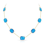 Rectangular Blue Topaz Necklace (Short), 18K