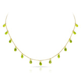 Peridot Briolette Drop Necklace, 18K