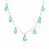 Blue Topaz Faceted Drops Necklace, 18K