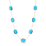 Rectangular Blue Topaz Necklace (Long), 18K