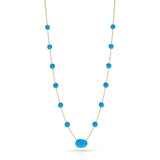Round Turquoise Cabochon with One Oval Cabochon Necklace, 18K