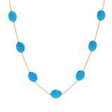 Oval Turquoise Cabochon Necklace, 18K