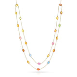 Double Line Oval Multi Sapphire Necklace, 18K