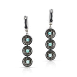 Round Emerald and 1.25 ct. Diamond Dangling Earrings, 14K Gold