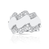 French Van Cleef & Arpels Wave-Style Ring with Diamonds, 18K Gold