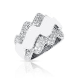 French Van Cleef & Arpels Wave-Style Ring with Diamonds, 18K Gold