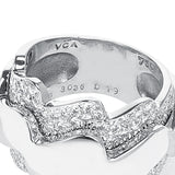 French Van Cleef & Arpels Wave-Style Ring with Diamonds, 18K Gold