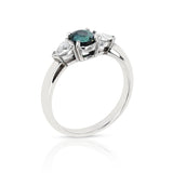 0.88 ct. Oval Alexandrite with 0.50 ct. Pear Shape Diamond Three Stone Ring, PT