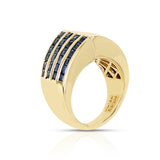 Baguette and Round Diamonds with Square-Cut Sapphire Cocktail Ring, 18K