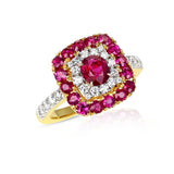 Unheated Burma Ruby Pigeon Blood Set with Ring, Pendant and Earrings, 18k