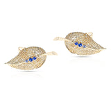 Tiffany & Co. Leaf 14k Gold and Sapphire Earrings, with Org. Box