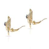 Tiffany & Co. Leaf 14k Gold and Sapphire Earrings, with Org. Box