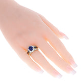 Van Cleef & Arpels Sapphire Cabochon Ring with Diamonds and Square Cut Sapphires
