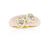 Van Cleef & Arpels Coral Double Heart with Diamonds Ring, 18K